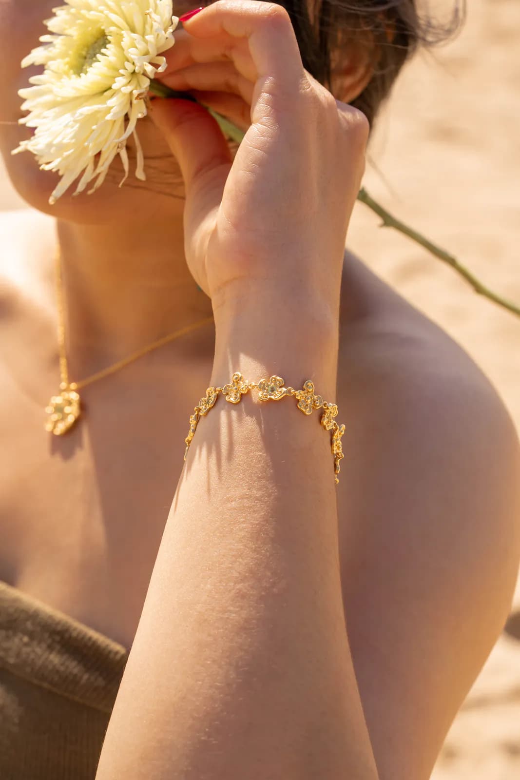 Jepun Flower Link Bracelet — worn