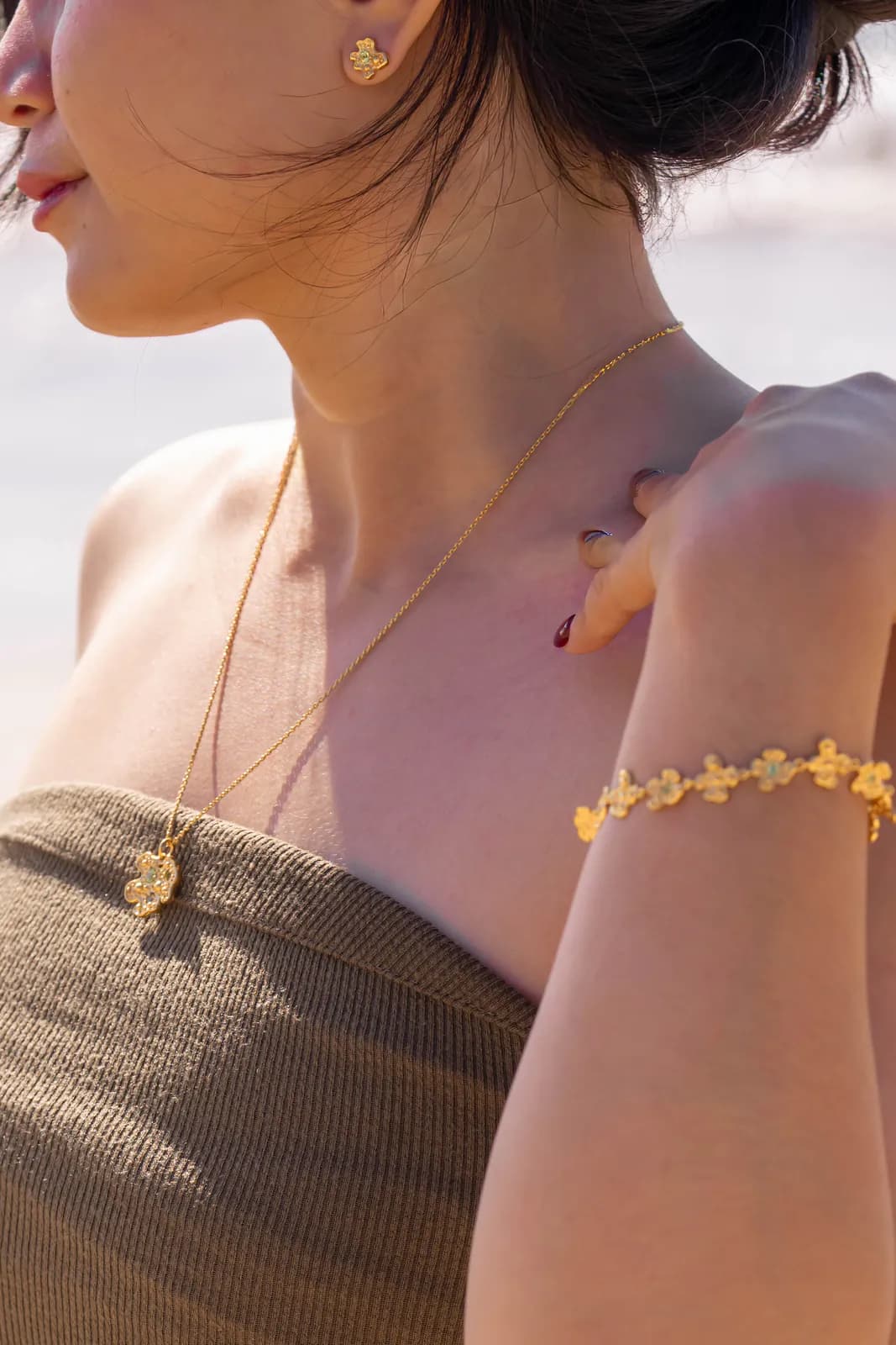 Jepun Flower Link Bracelet — worn